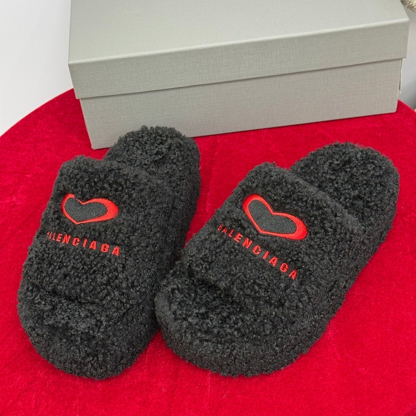 Balenciaga 25s slippers black red wool 467706