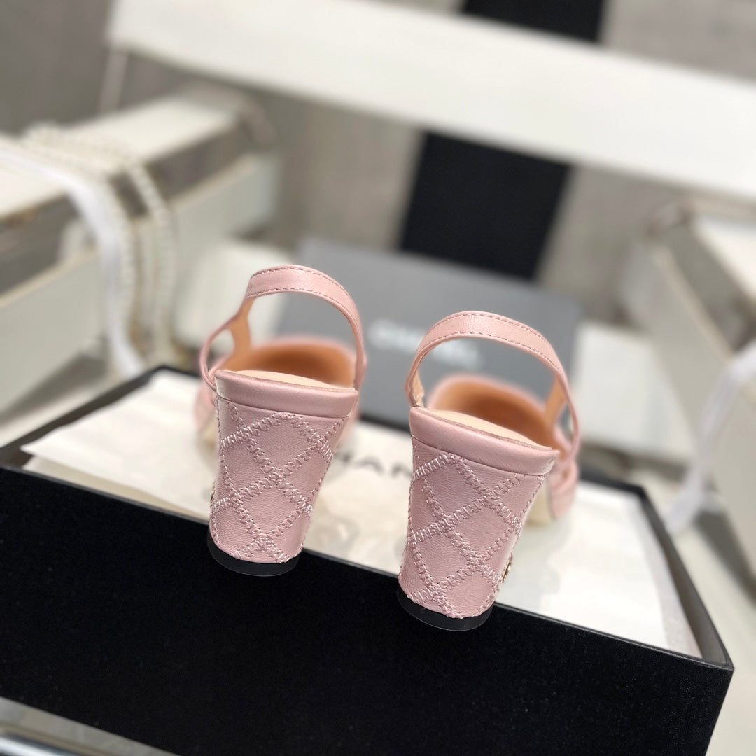 CC Stitched Slingback 6cm Light Pink Sheepskin 817403