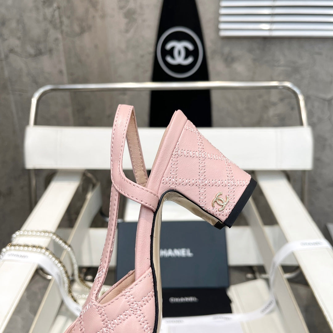 CC Stitched Slingback 6cm Light Pink Sheepskin 817403
