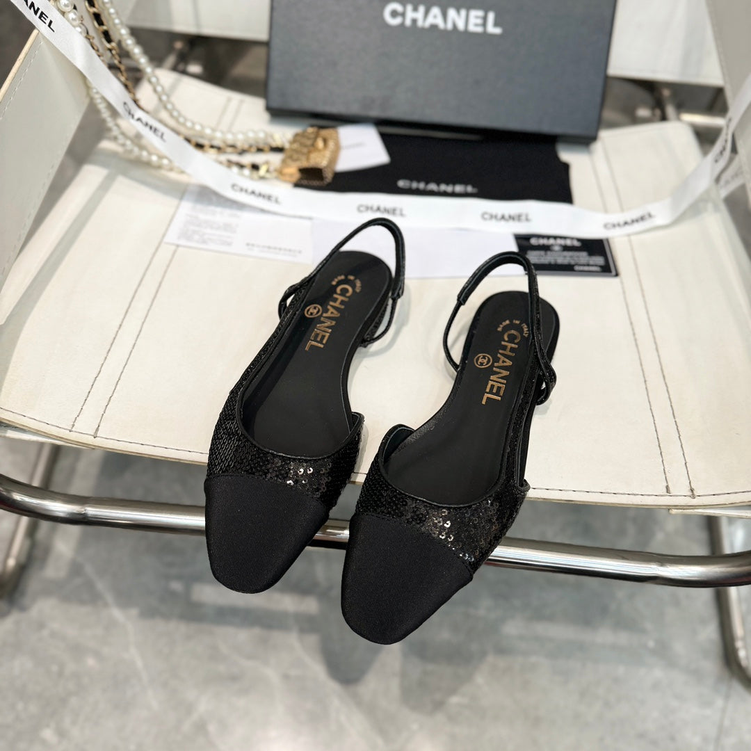 CC 26s Slingback Black Glittered Sheepskin 816194