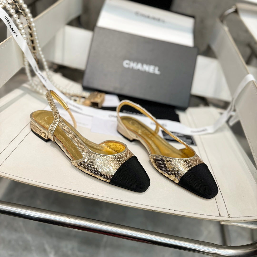 CC 26s Slingback Gold Glittered Sheepskin 816195