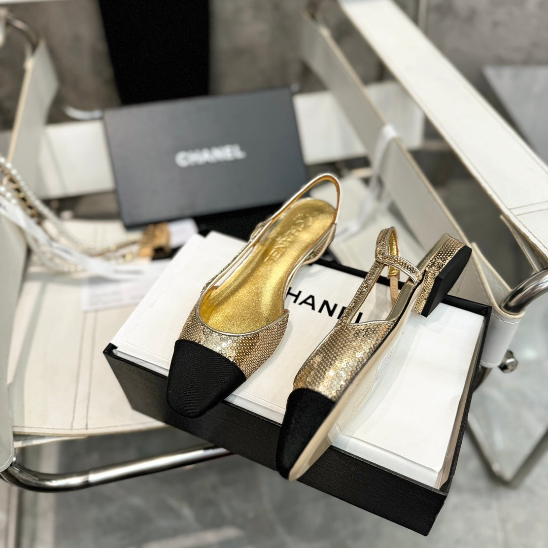 CC 26s Slingback Gold Glittered Sheepskin 816195