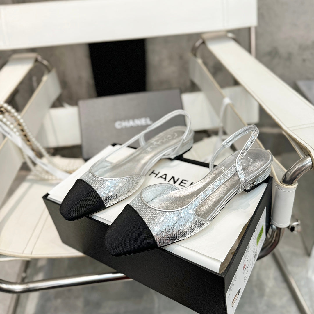 CC 26s Slingback Sliver Glittered Sheepskin 816196