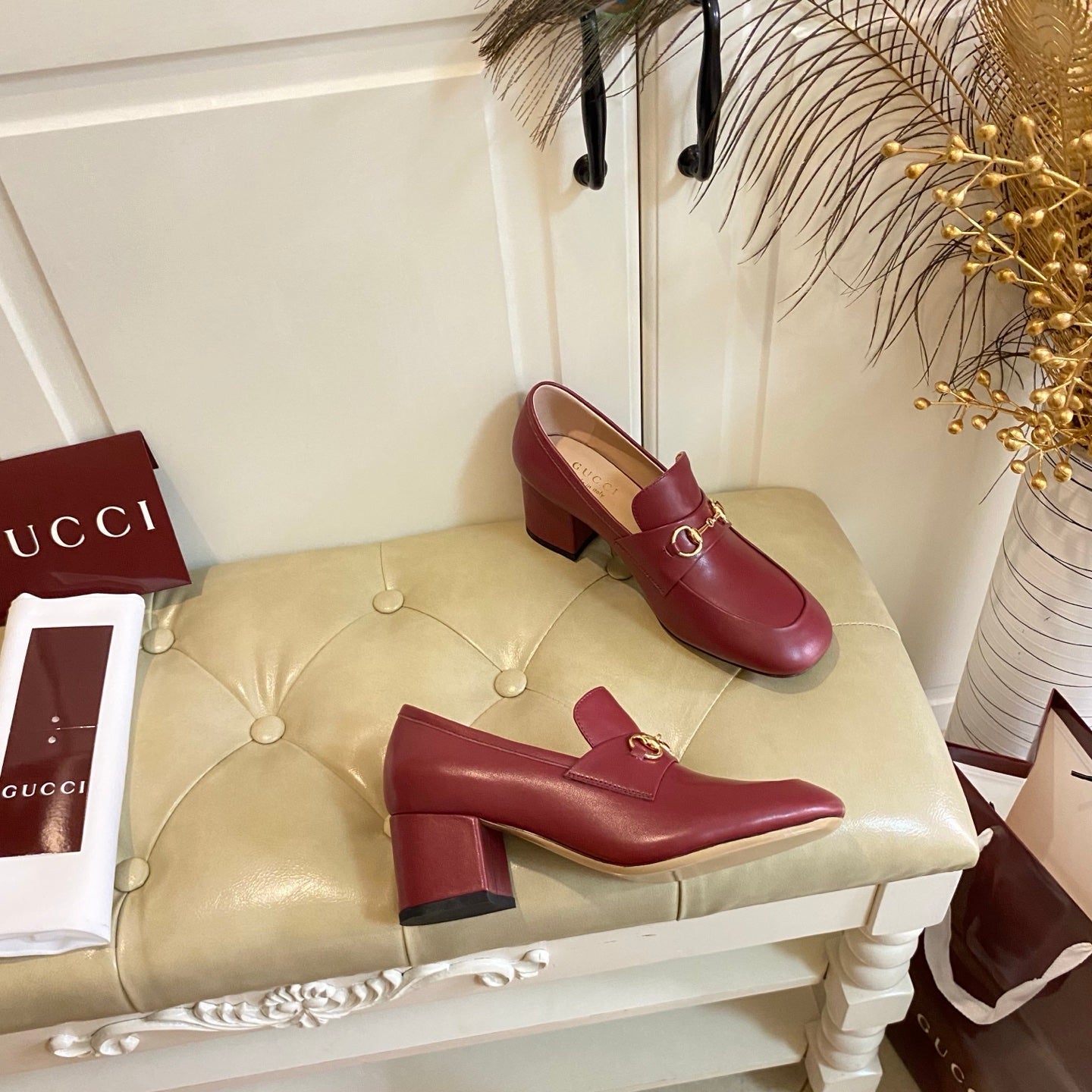 Gucci 26s Horsebit Loafers 55 Mm In Red Smooth Calfskin