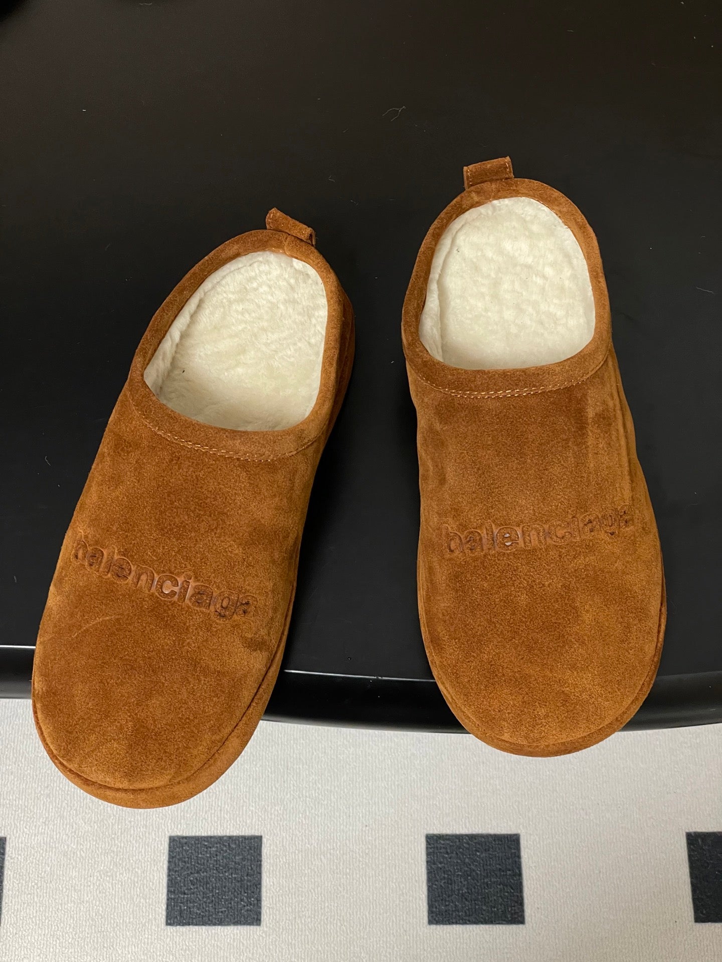 Balenciaga Mule Slip-On Caramel Brown Suede Wool 534531