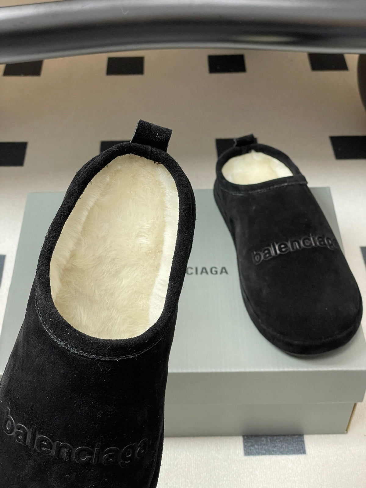 Balenciaga Mule Slip-On Black Suede Wool