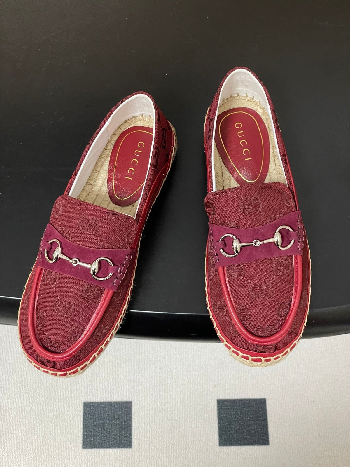 GG 26ss Slip-on Loafers Red Double G Canvas 593493