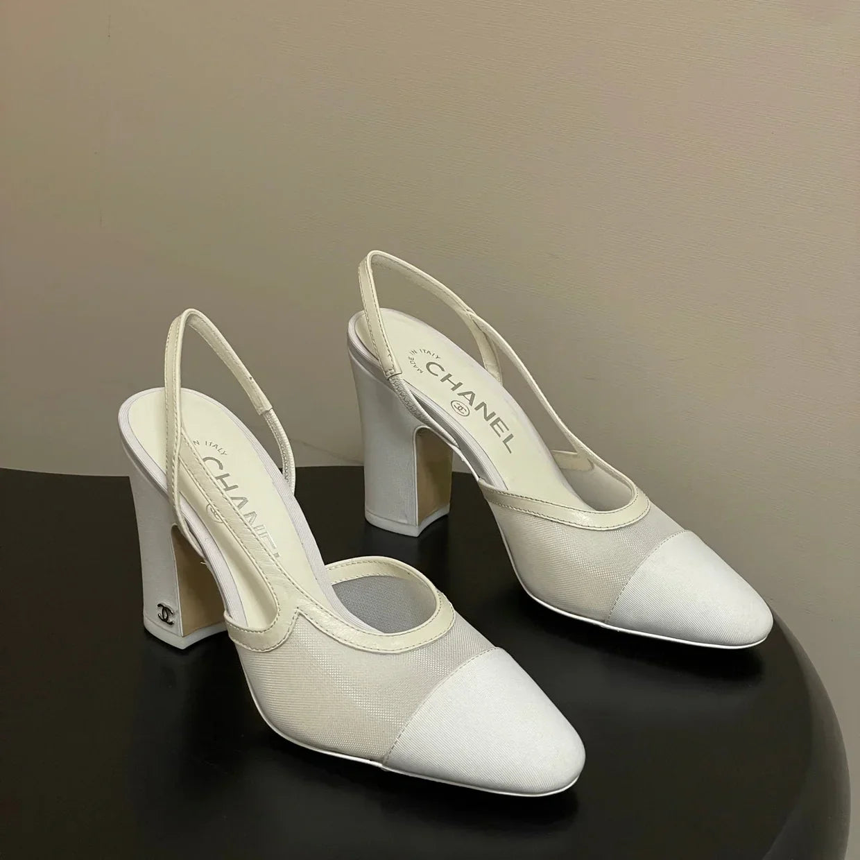 CC 26s Slingback 95 White Mesh Fabric Sheepskin 649441