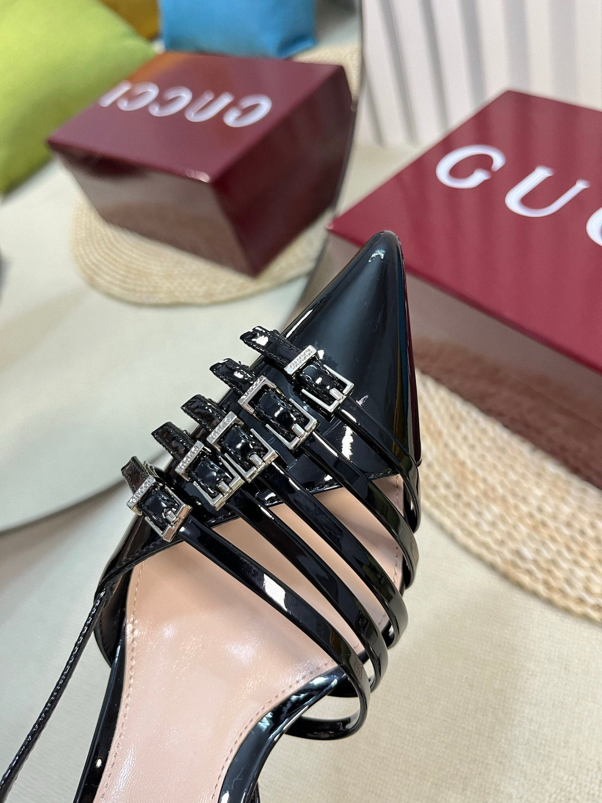 GC Regent Buckles Slingback Black Leather 294605