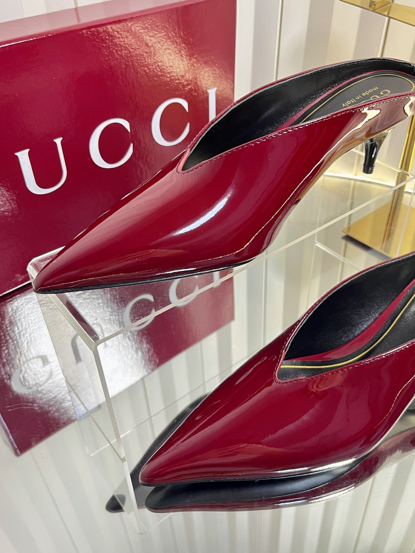 GG Women's Heeled Mules 50mm Red Patent Leather 548397