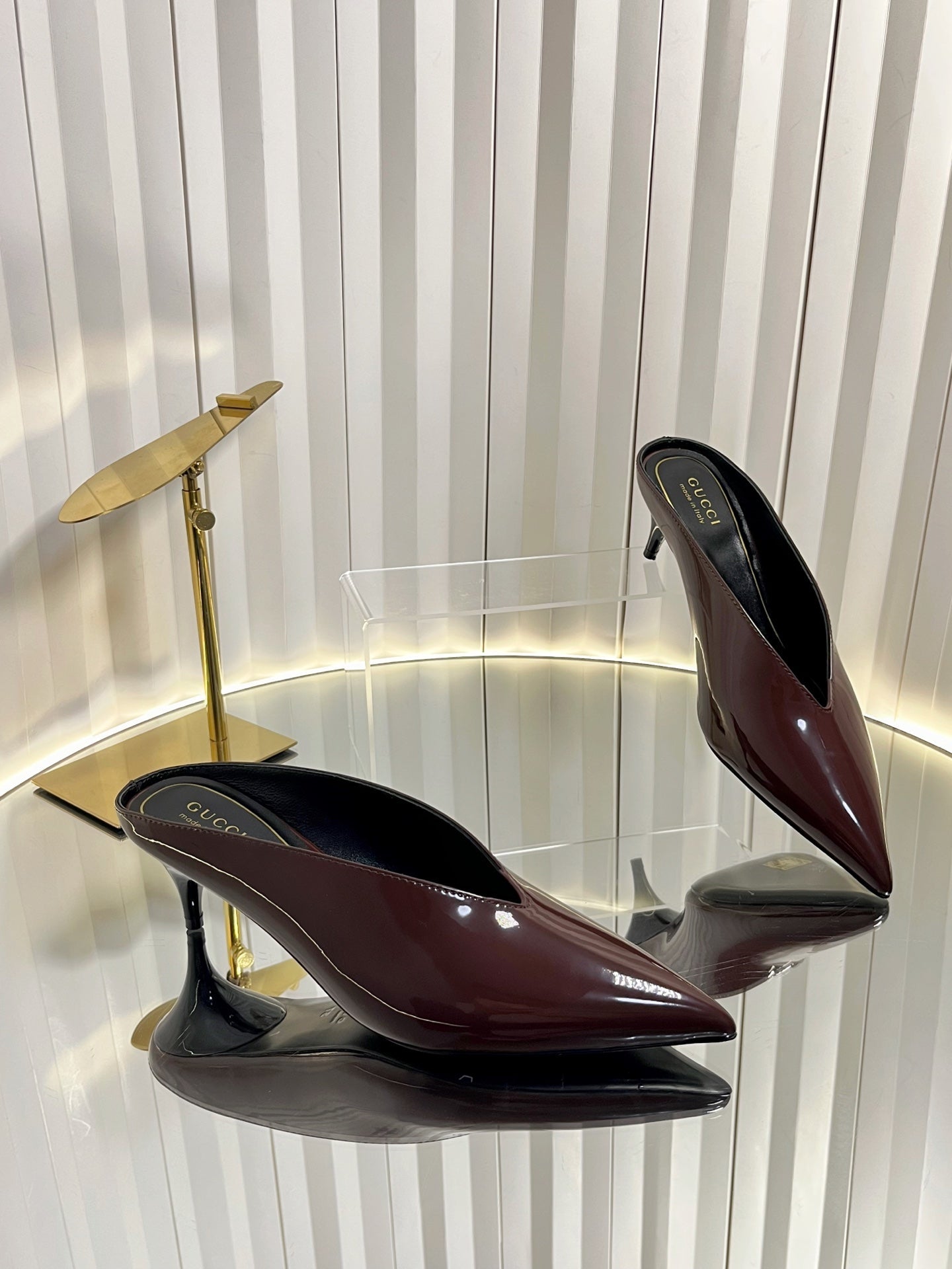 GG Women's Heeled Mules 50mm Rosewood Patent Leather 548398
