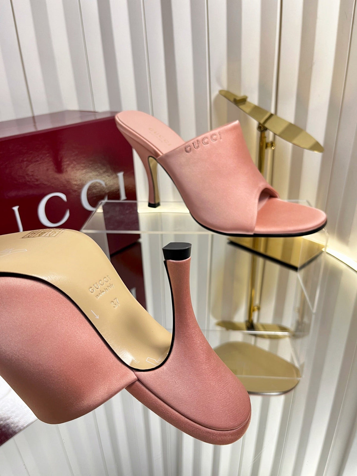 GG Cruise 26 Women's Slide Sandal 95mm Light Pink Satin 616462