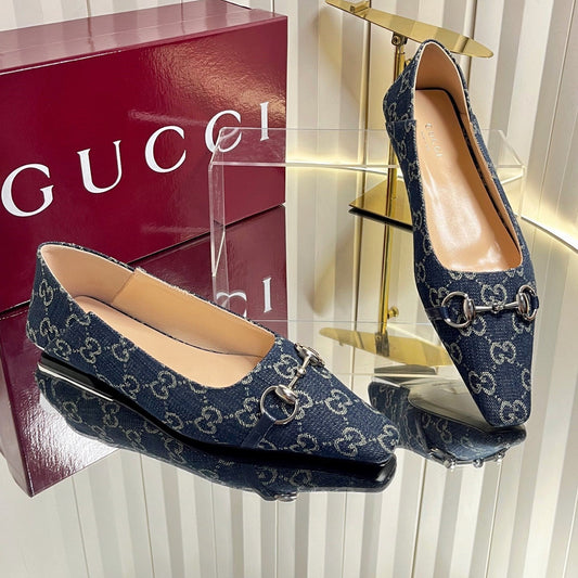 GG 26s Vittoria Ballerina Flats Dark Blue Canvas 768140