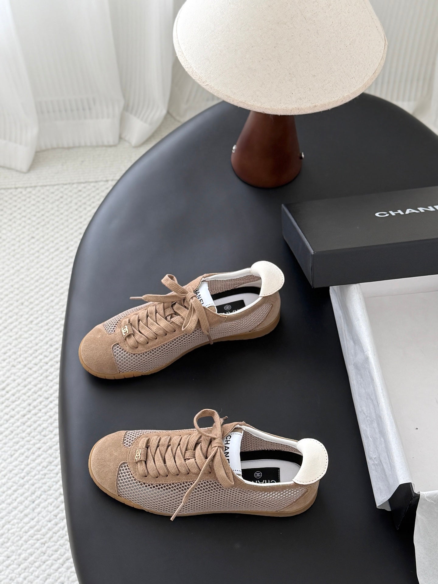 CC 26s Casual Shoes Taupe Mesh Suede 914919