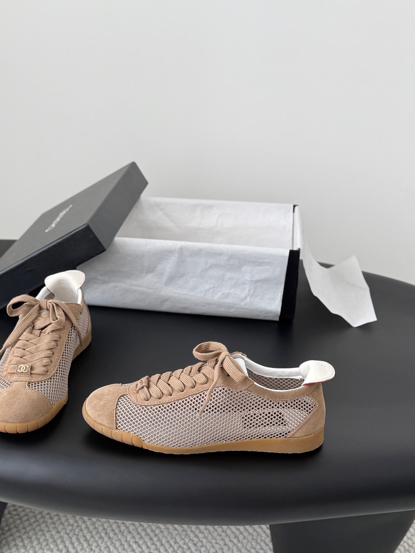 CC 26s Casual Shoes Taupe Mesh Suede 914919