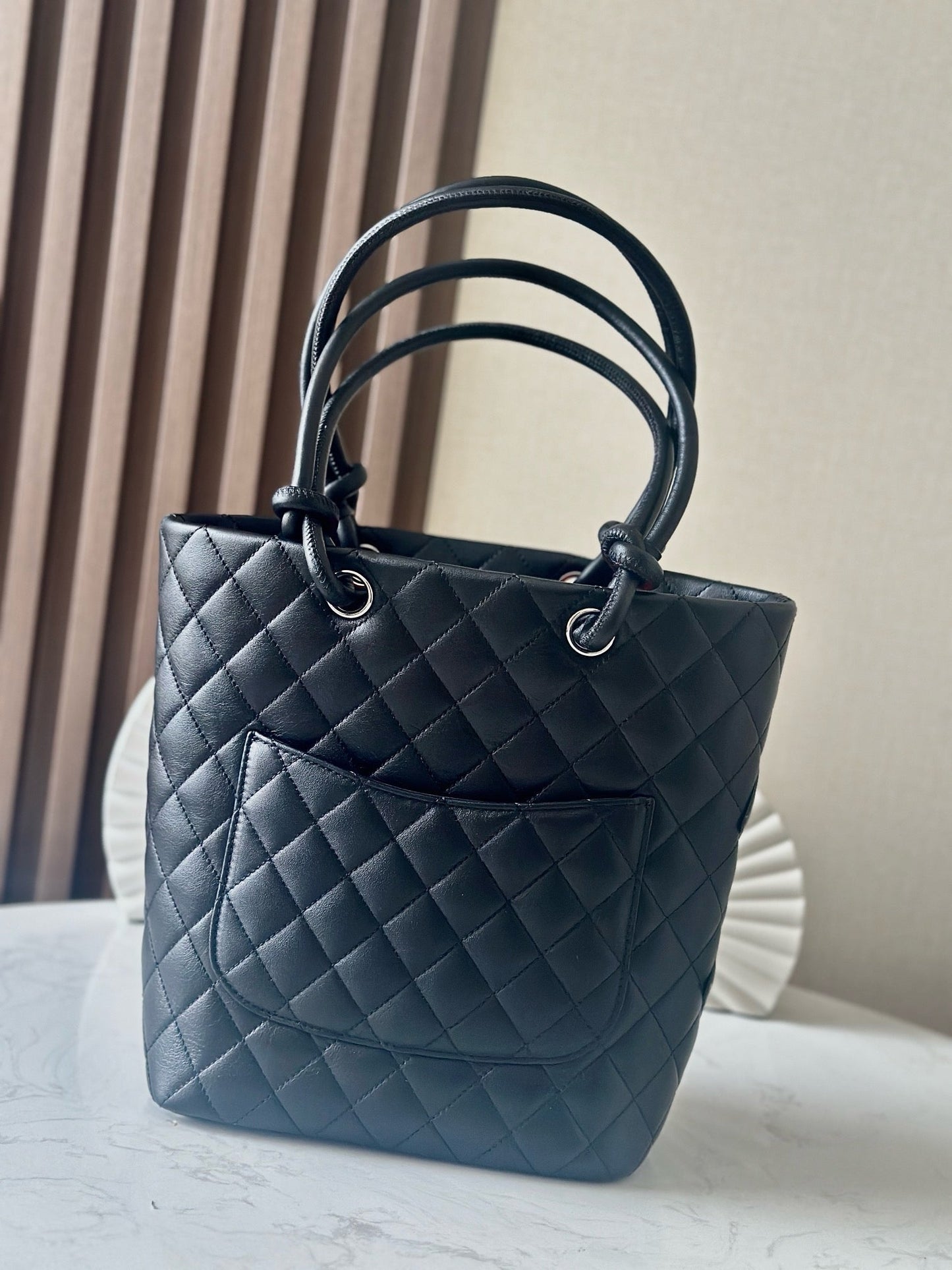 Chanel 25s Cambon Ligne Tote Bag 24cm In Black Calfskin