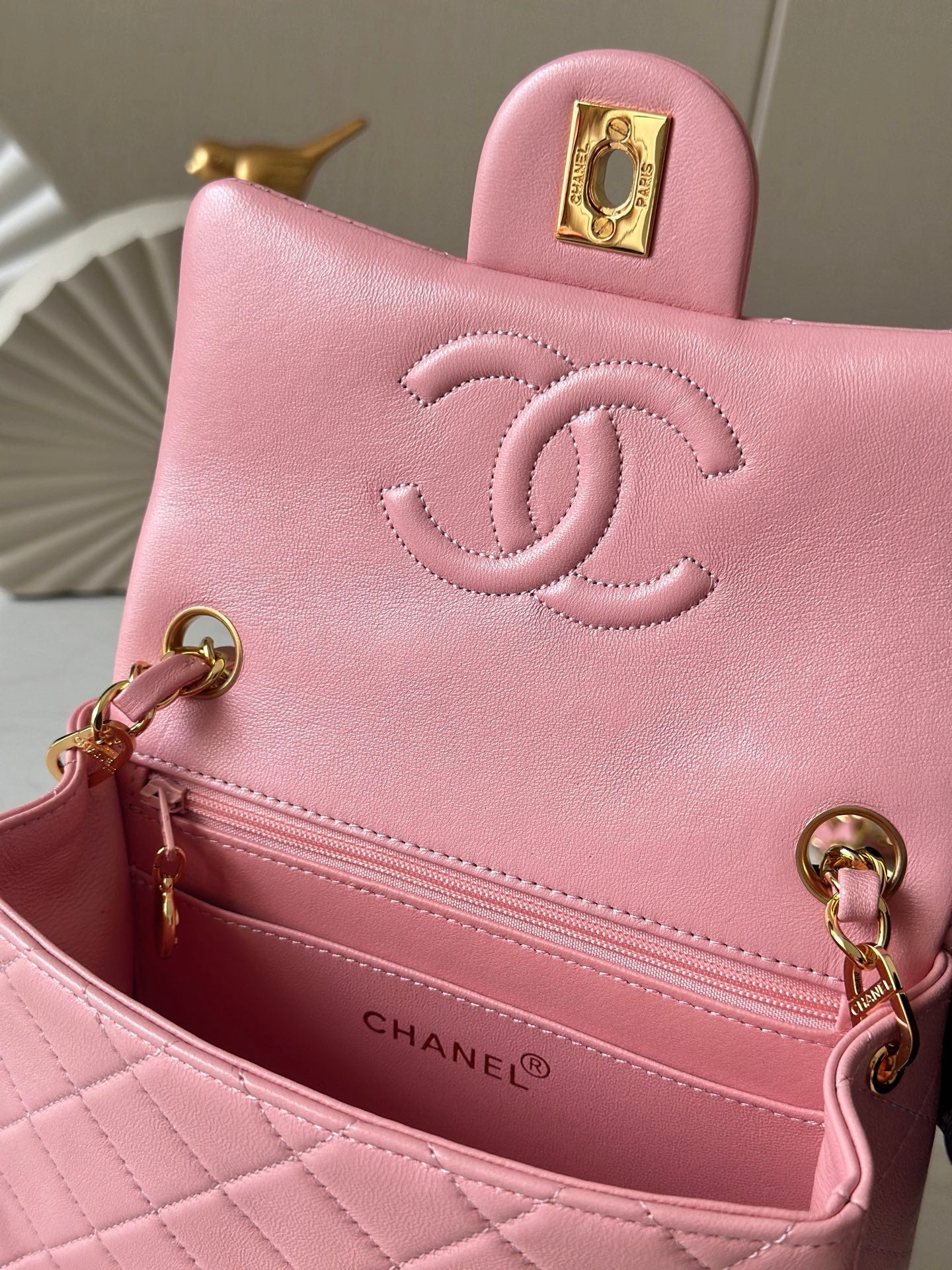 CC Mini Classic Handbag Pink Lambskin GHW