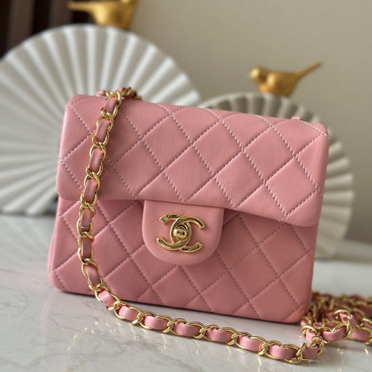 CC Mini Classic Handbag Pink Lambskin GHW