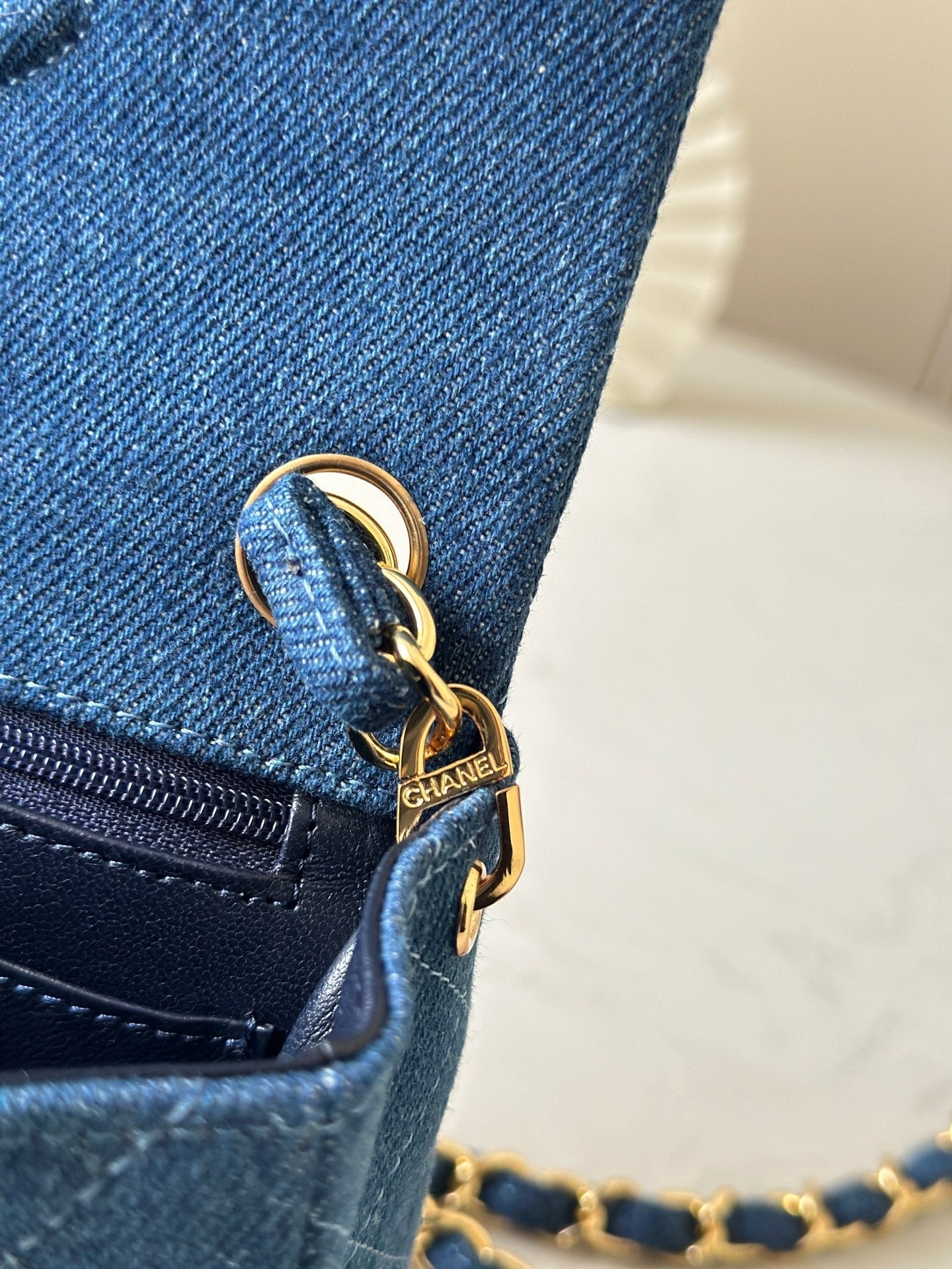 CC Mini Classic Handbag Blue Denim GHW