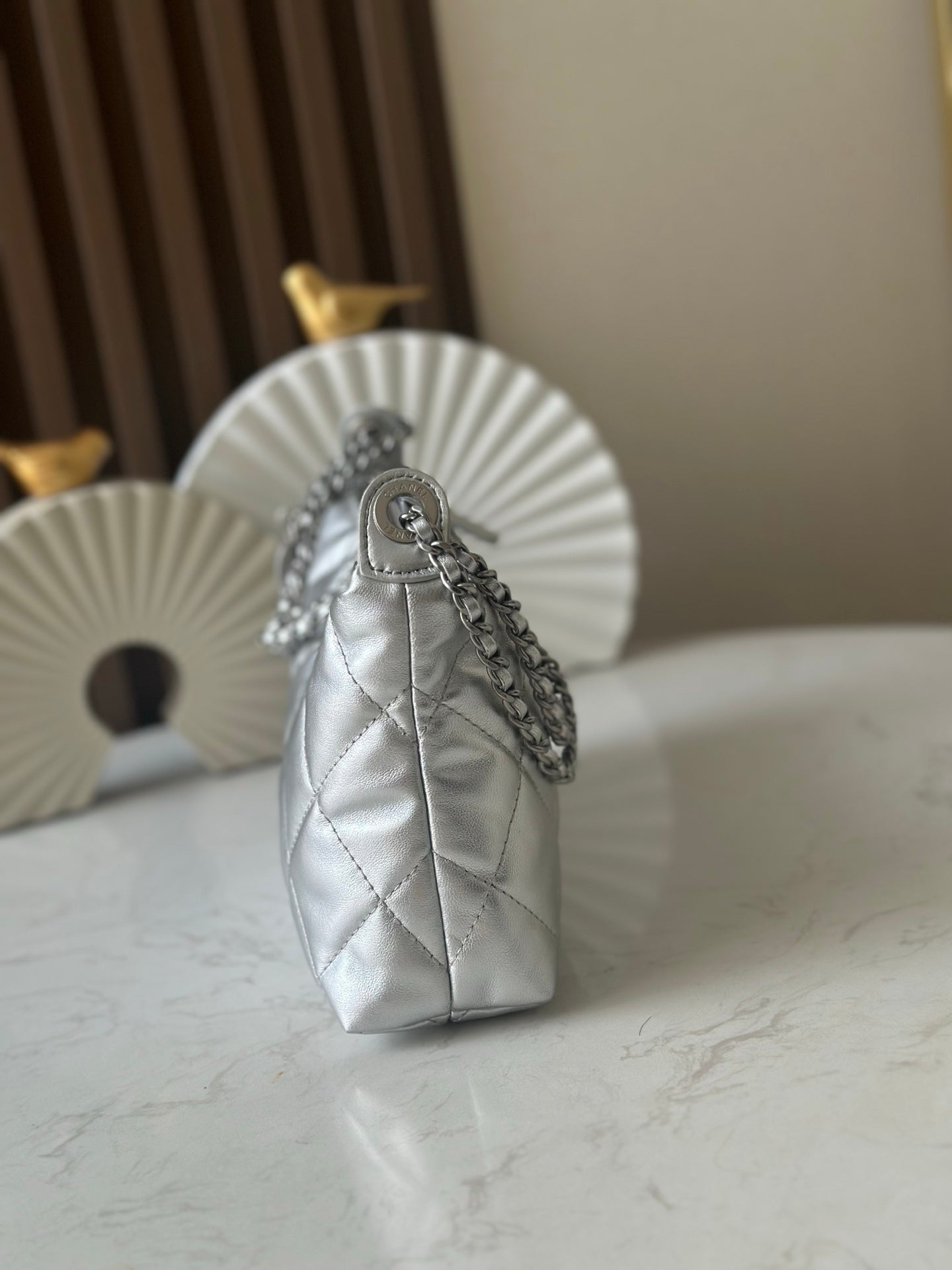 Chanel 26s Hobo Bag 26 In Silver Lambskin