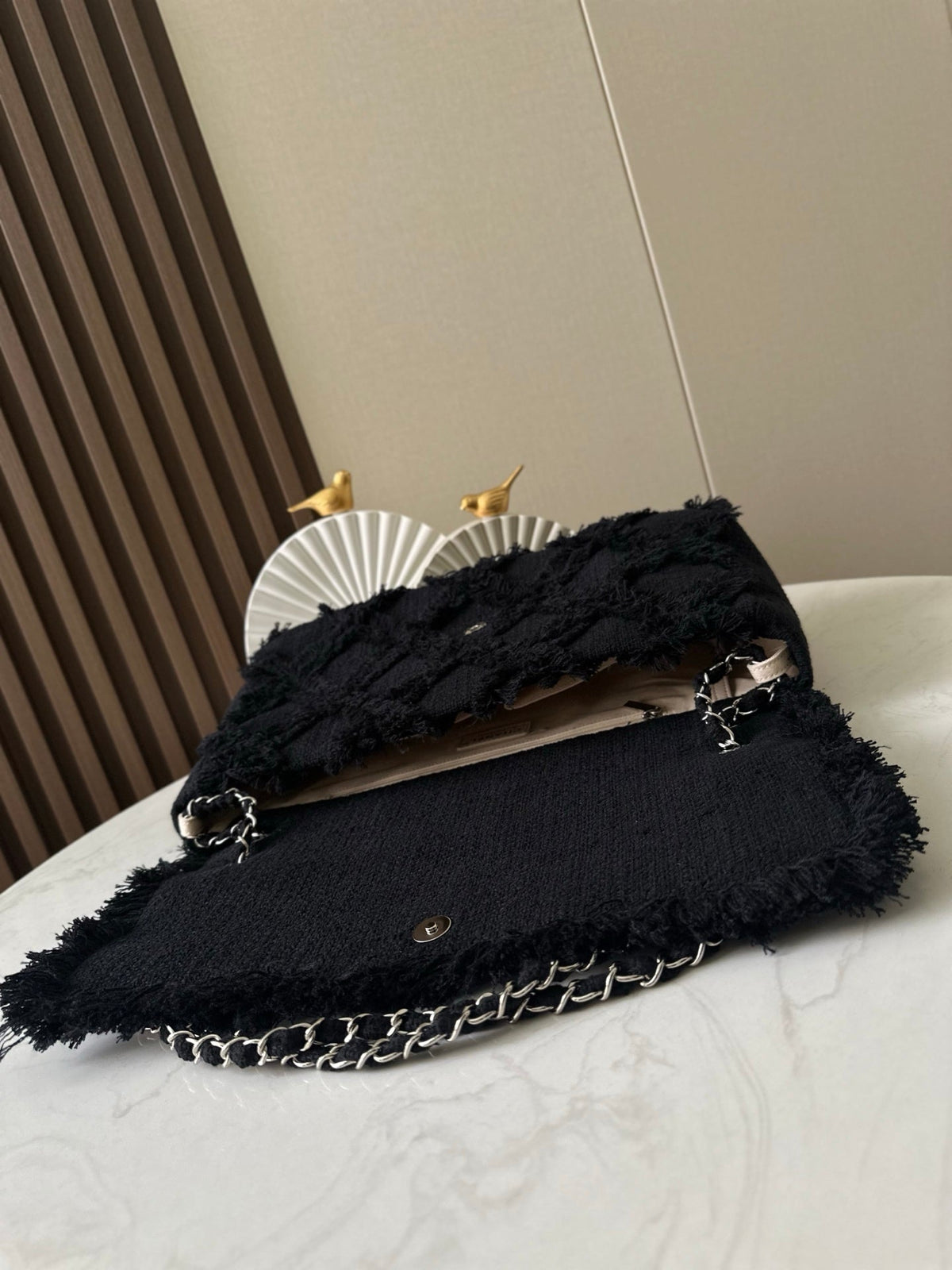 CC Nature Flap Bag 38cm Black Tweed 286334