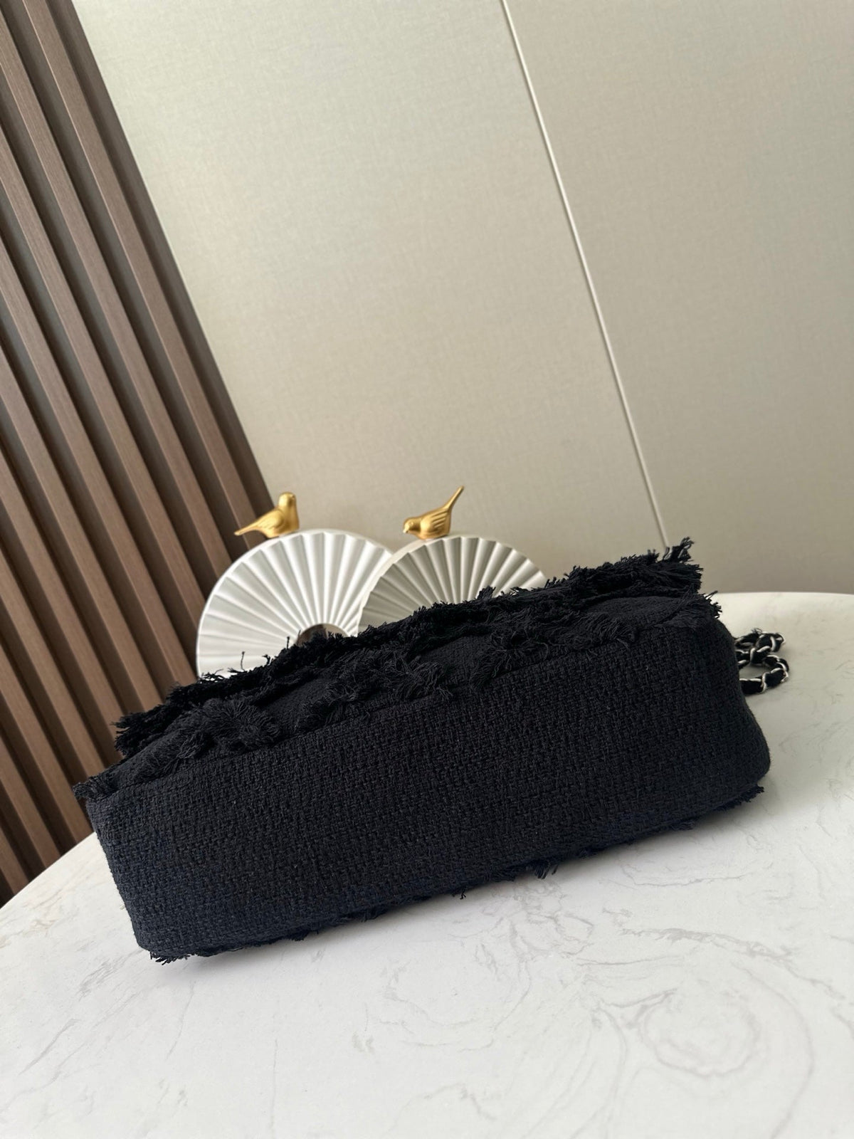 CC Nature Flap Bag 38cm Black Tweed 286334