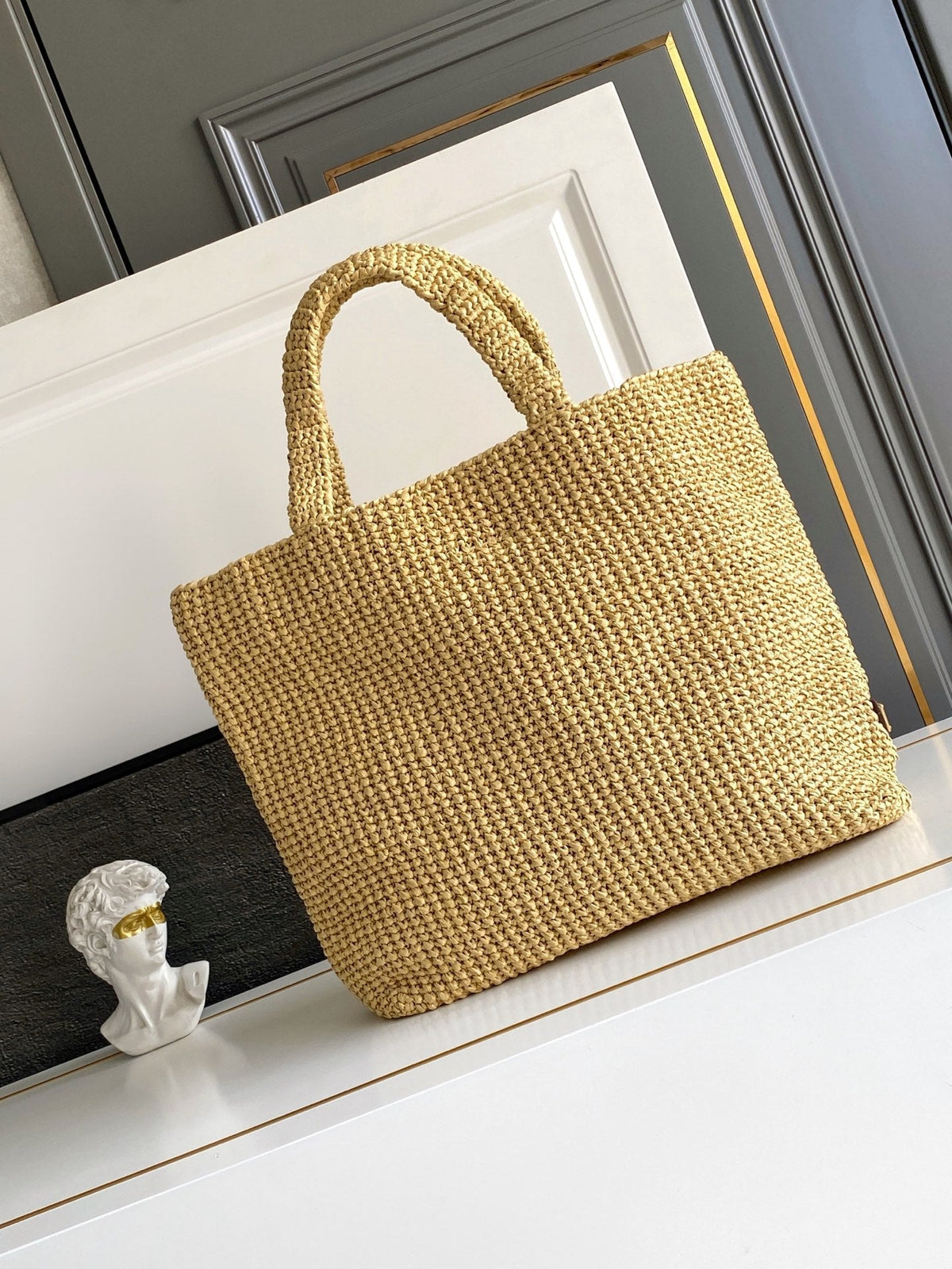 Prada 2026 Tote Bag 40cm Beige Woven