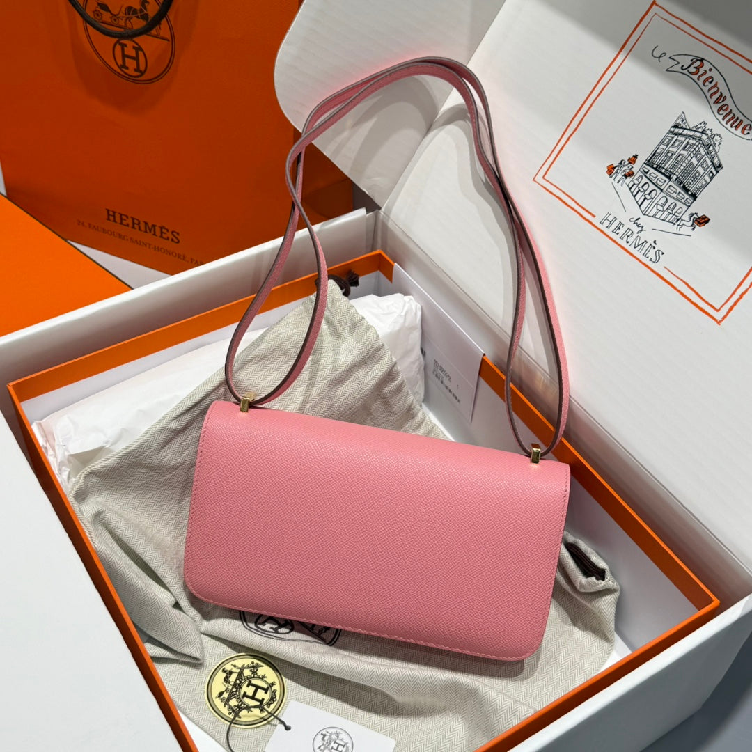 HM Constance Elan 24 Salmon Pink Epsom Gold Hardware 237346