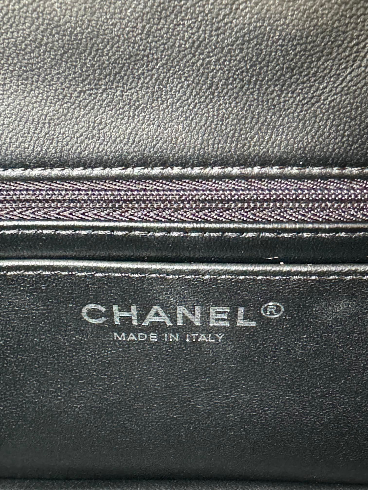 24c mini flap bag 20cm with top handle all black calfskin