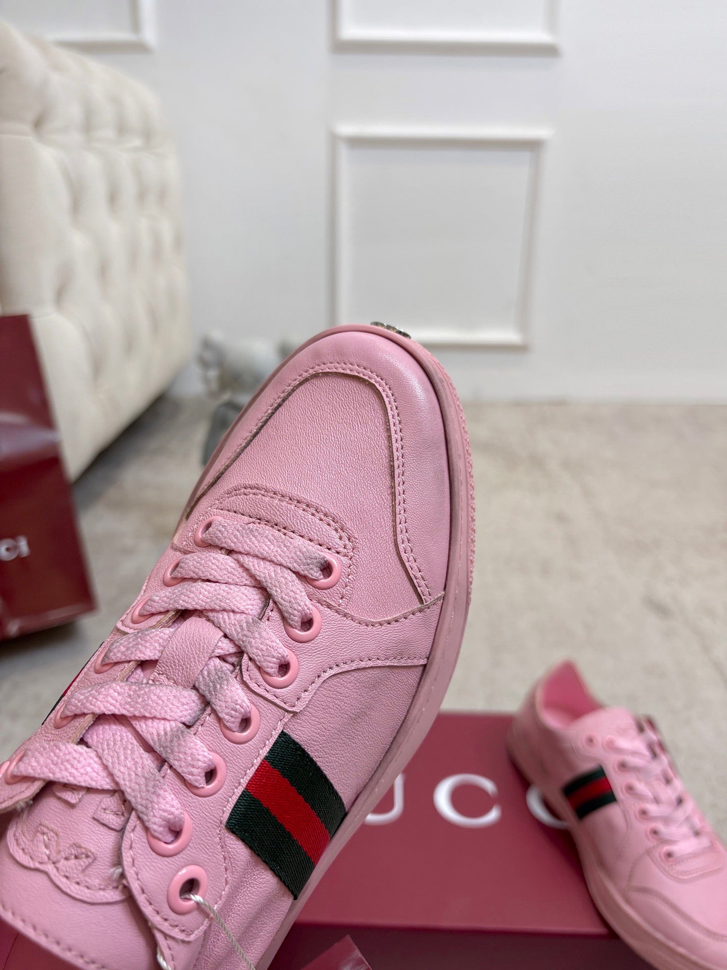 GG Stretch Low-Top Trainers Pink Canvas 824430