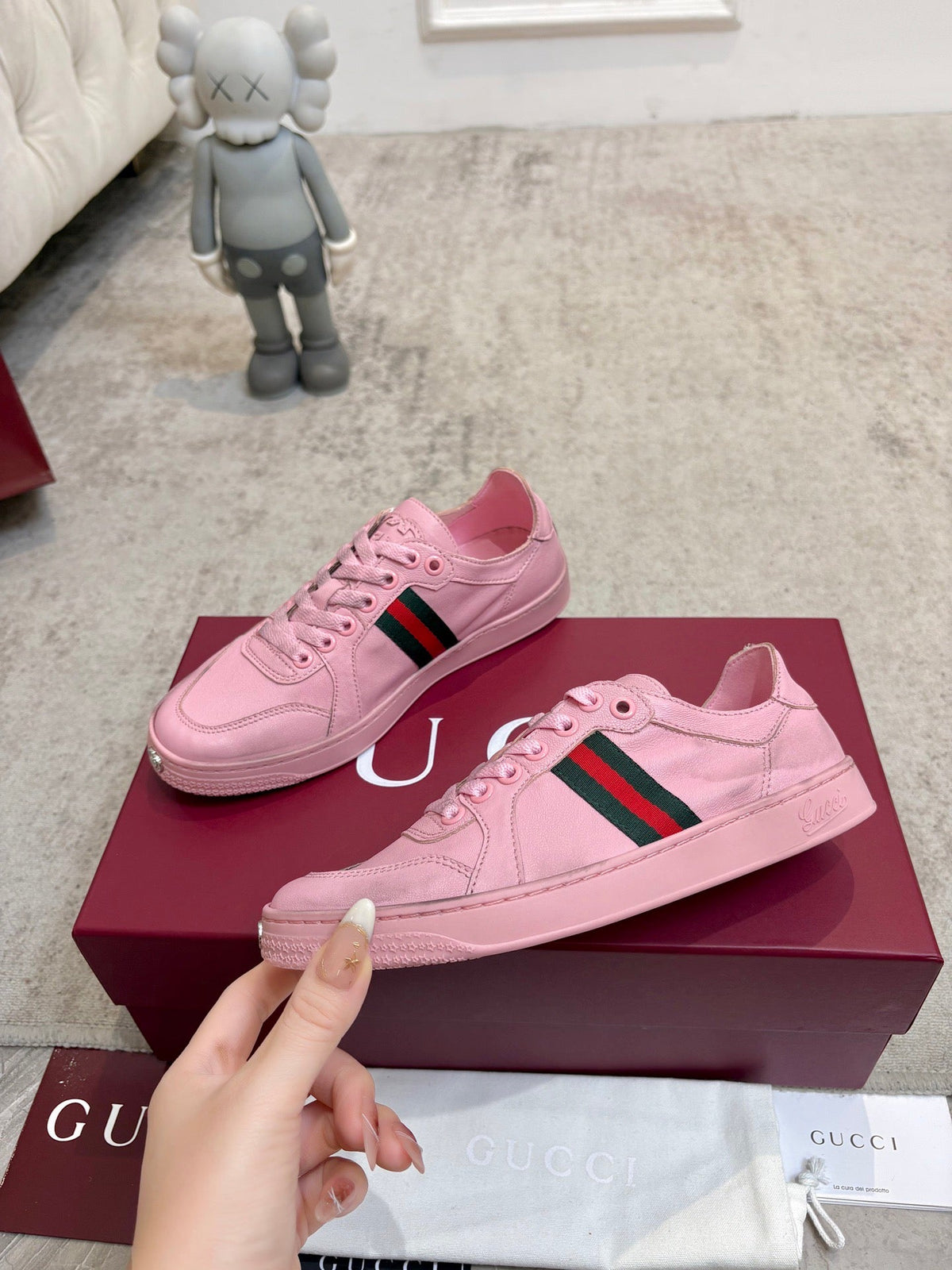 GG Stretch Low-Top Trainers Pink Canvas 824430