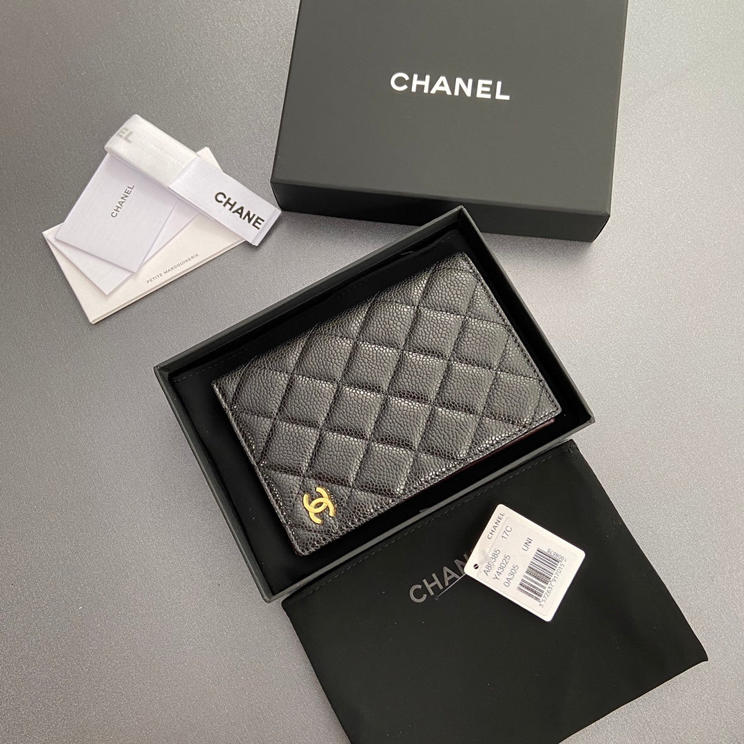 CC Passport Holder Black Caviar GHW  234689