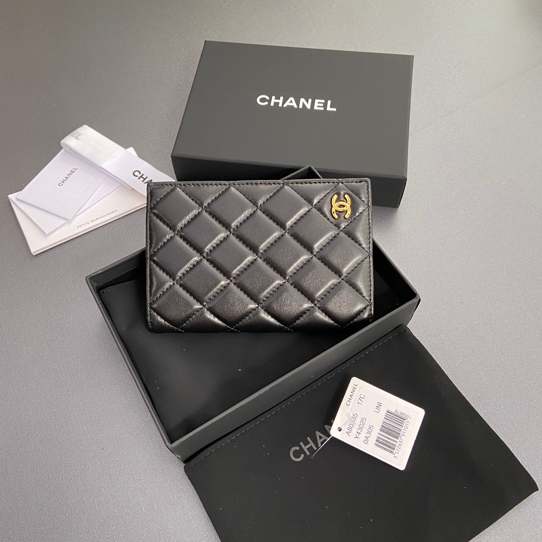 CC Passport Holder Black Sheepskin GHW  193338