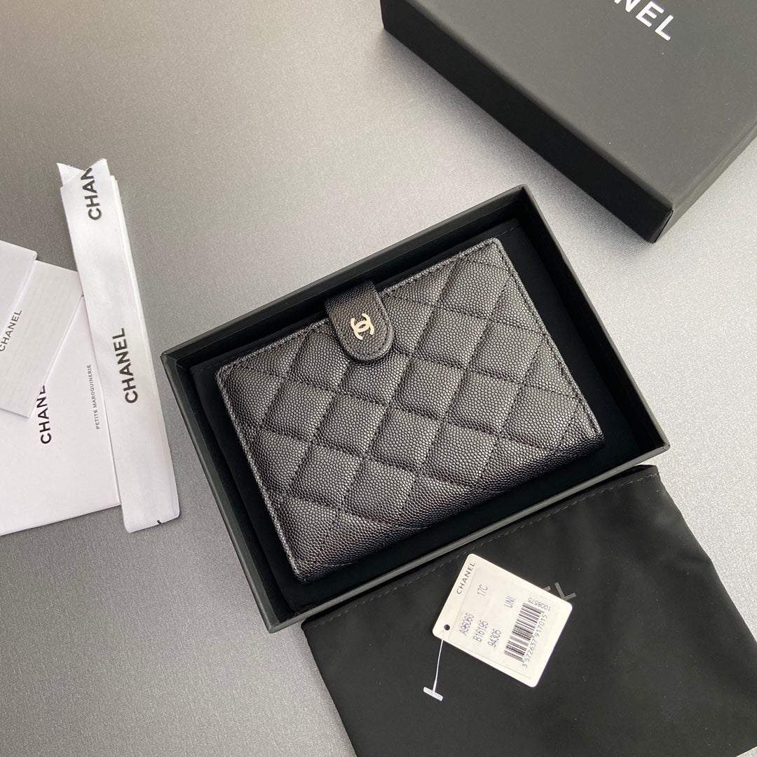 CC 96066 Compact Wallet Black Caviar Sliver Steel 234611