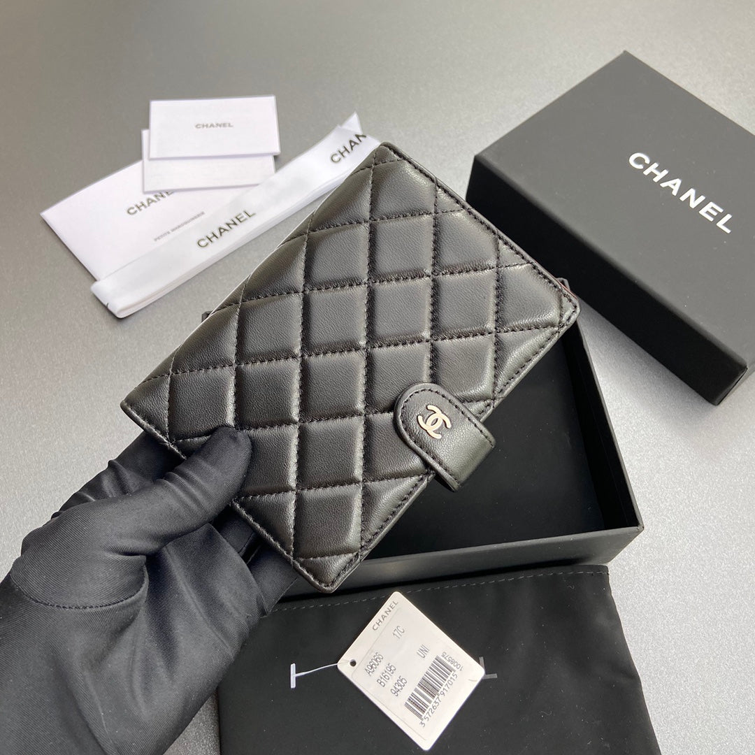 CC 96066 Compact Wallet Black Sheepskin Sliver Steel 234607