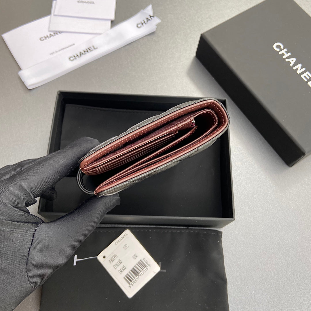 CC 96066 Compact Wallet Black Sheepskin Sliver Steel 234607