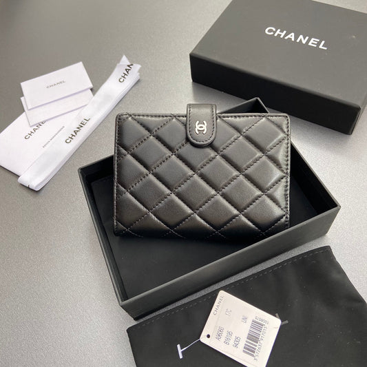 CC 96066 Compact Wallet Black Sheepskin Sliver Steel 234607