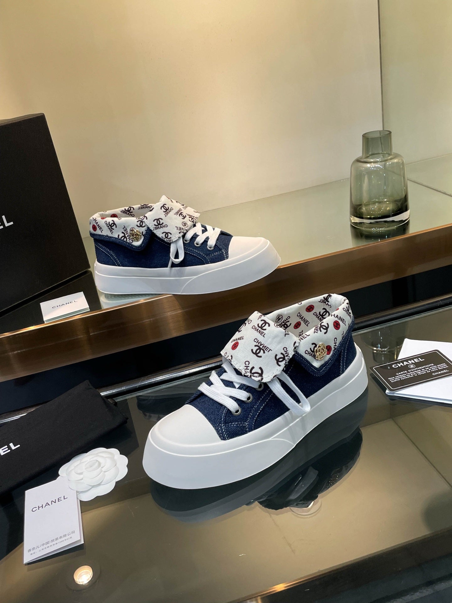 CC 25SS Biscuit Shoes 50mm Dark Blue Canvas 413827