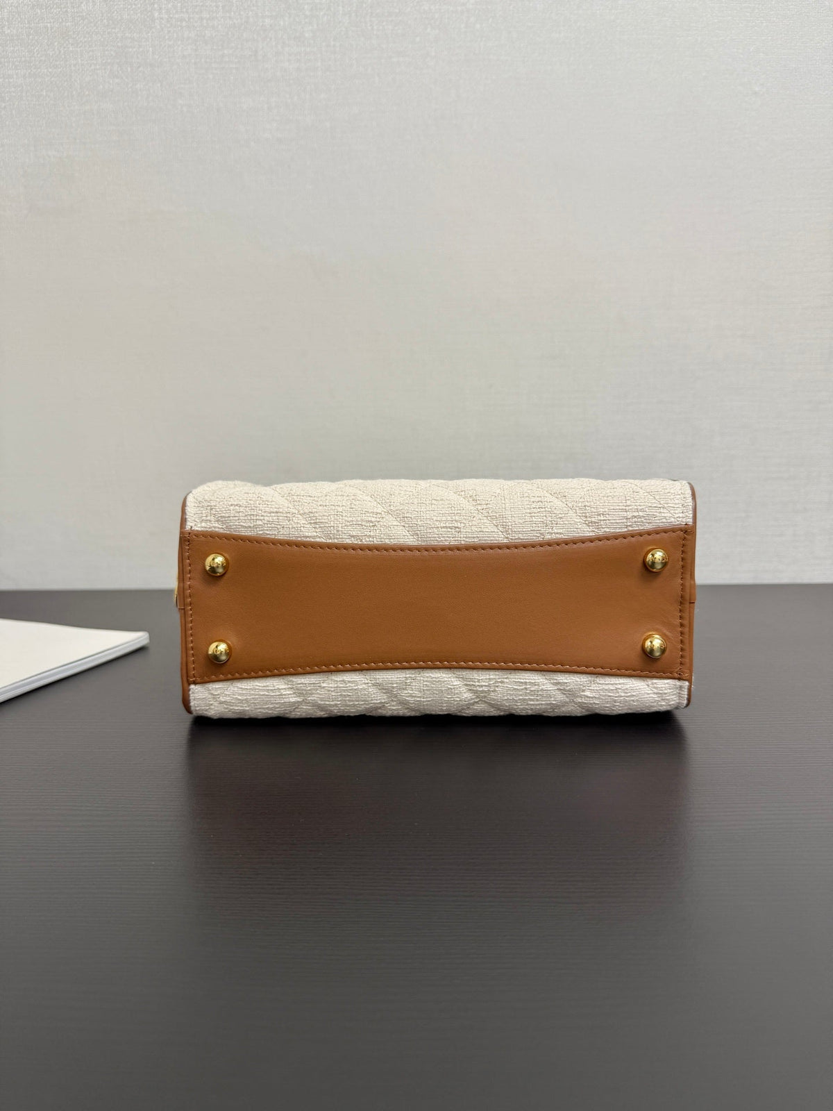 CC 2026ss Small Handbag 22cm Ivory Brown Canvas Calfskin
