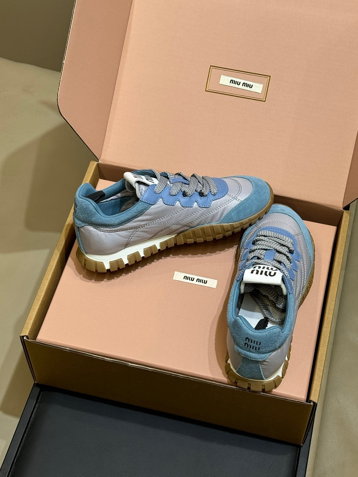 Miu Miu 2026 Tyre Sneaker Blue Technical Fabric And Suede 621353