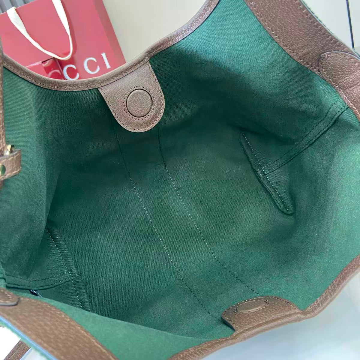 Gucci 25 Giglio 25cm Bag Beige Canvas Leather 292388