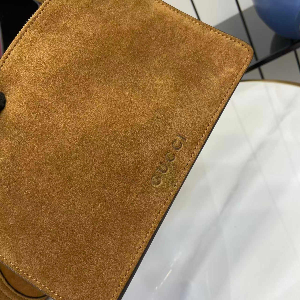 Gucci 25 Beatrix Handbag Brown Gold Suede