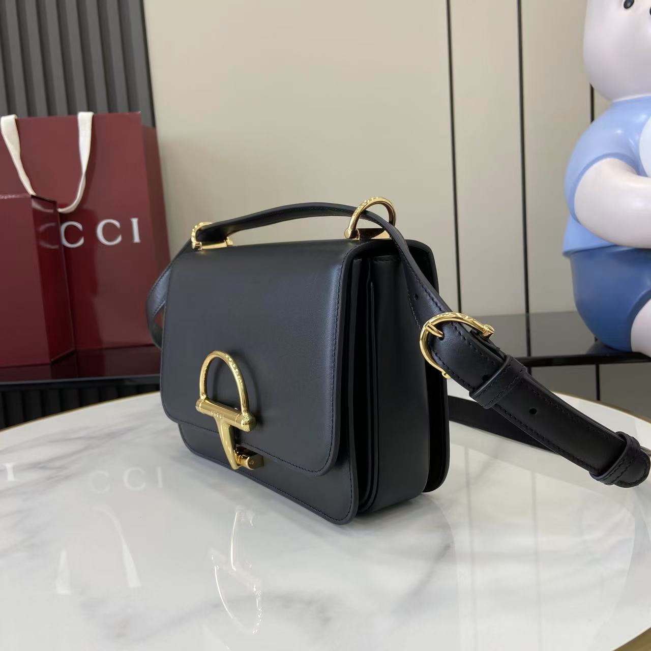 Gucci 25 Siena Bag 22.5cm  Black Gold Leather 292363