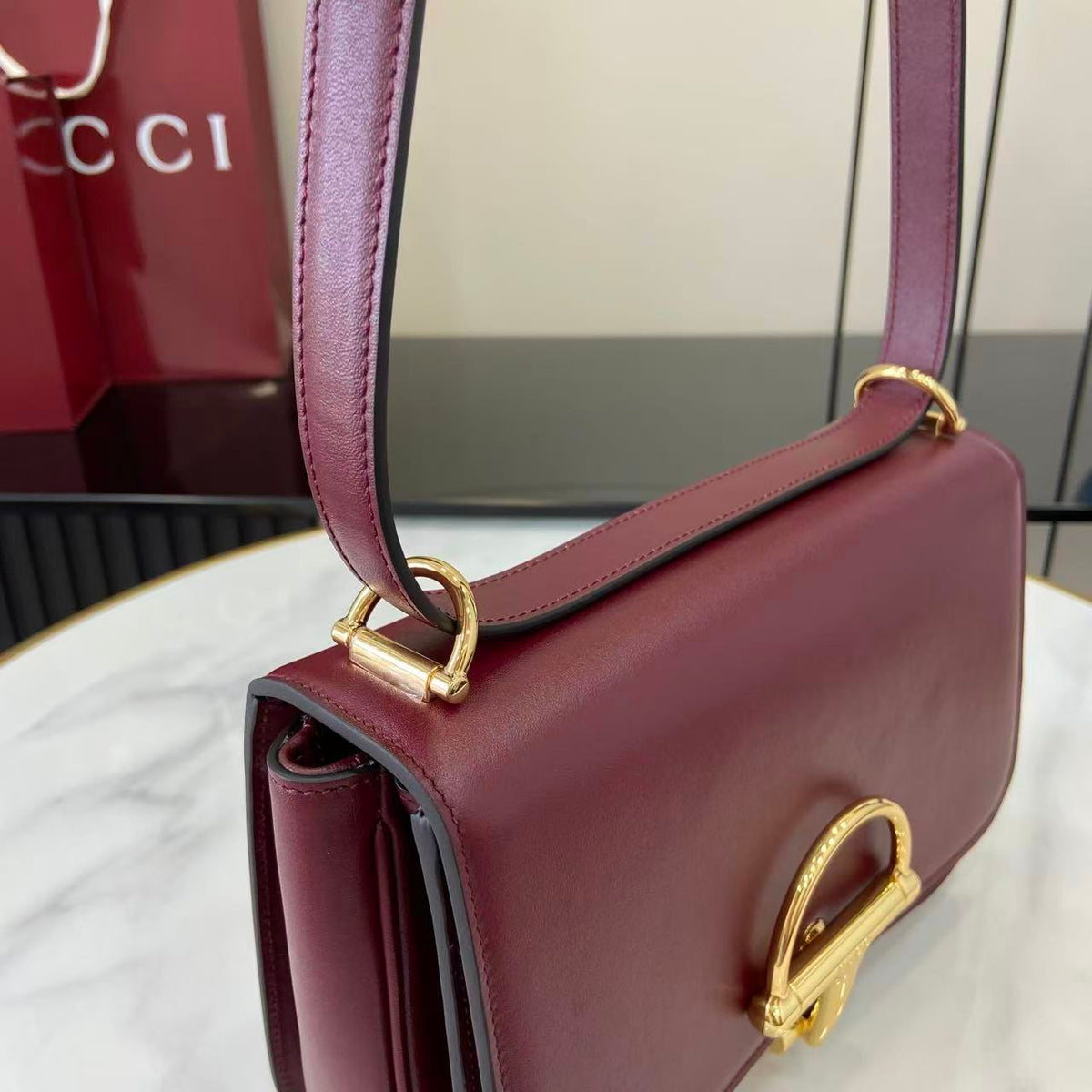 Gucci 25 Siena Bag Anchor Red Gold Leather 292366