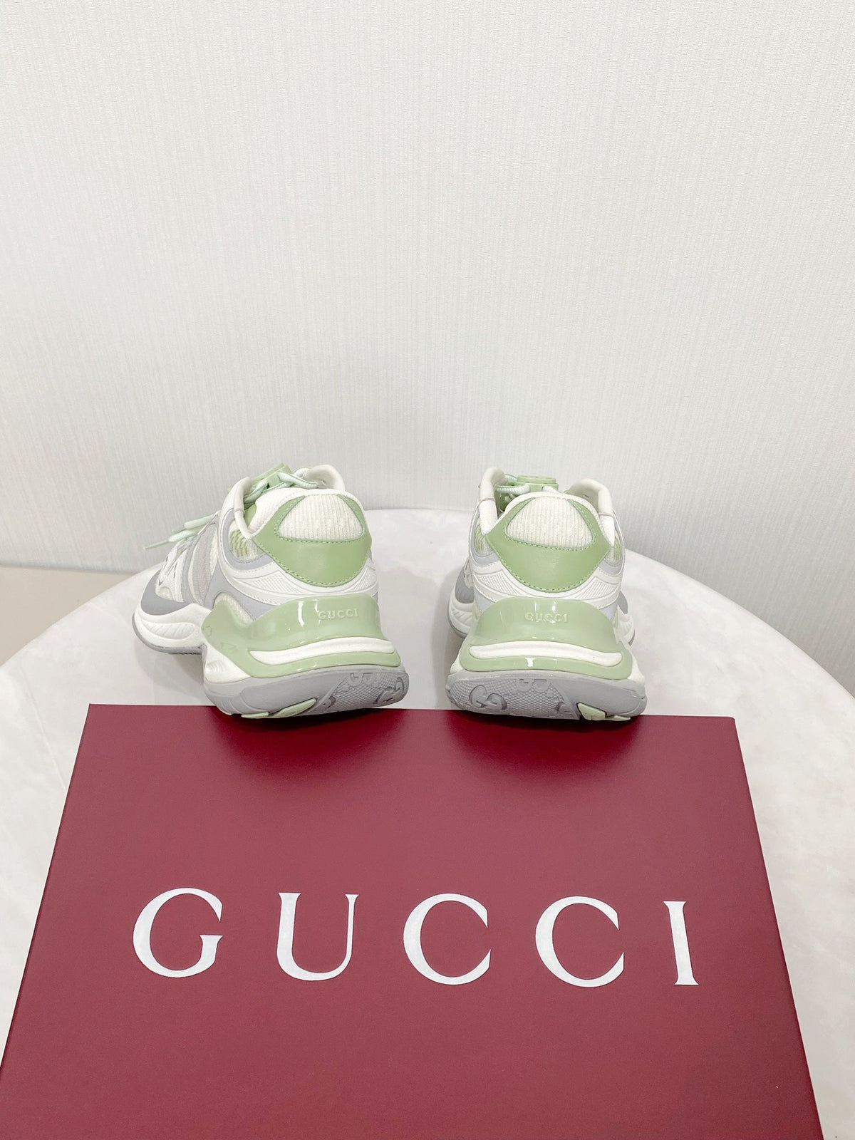 GG 2.0 Low Top Sneakers Grey Green Mesh Leather 675577