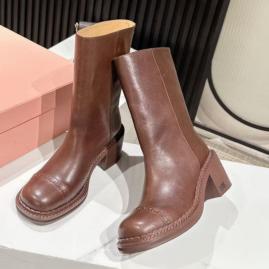 Miu Miu 2026 Boot 50mm Brown Calfskin 621335