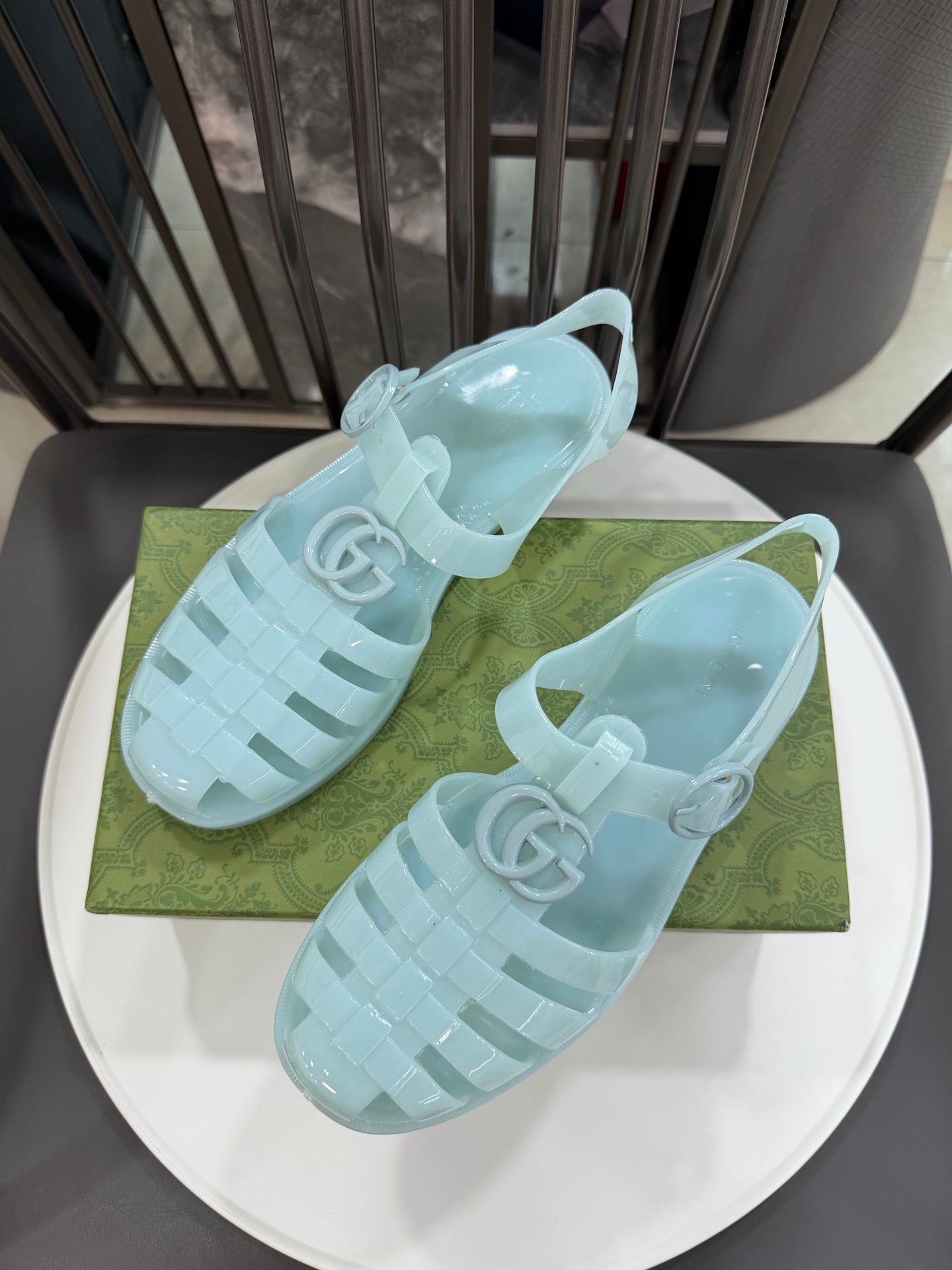 GG Sandals with Double G Light Blue TPU 818210
