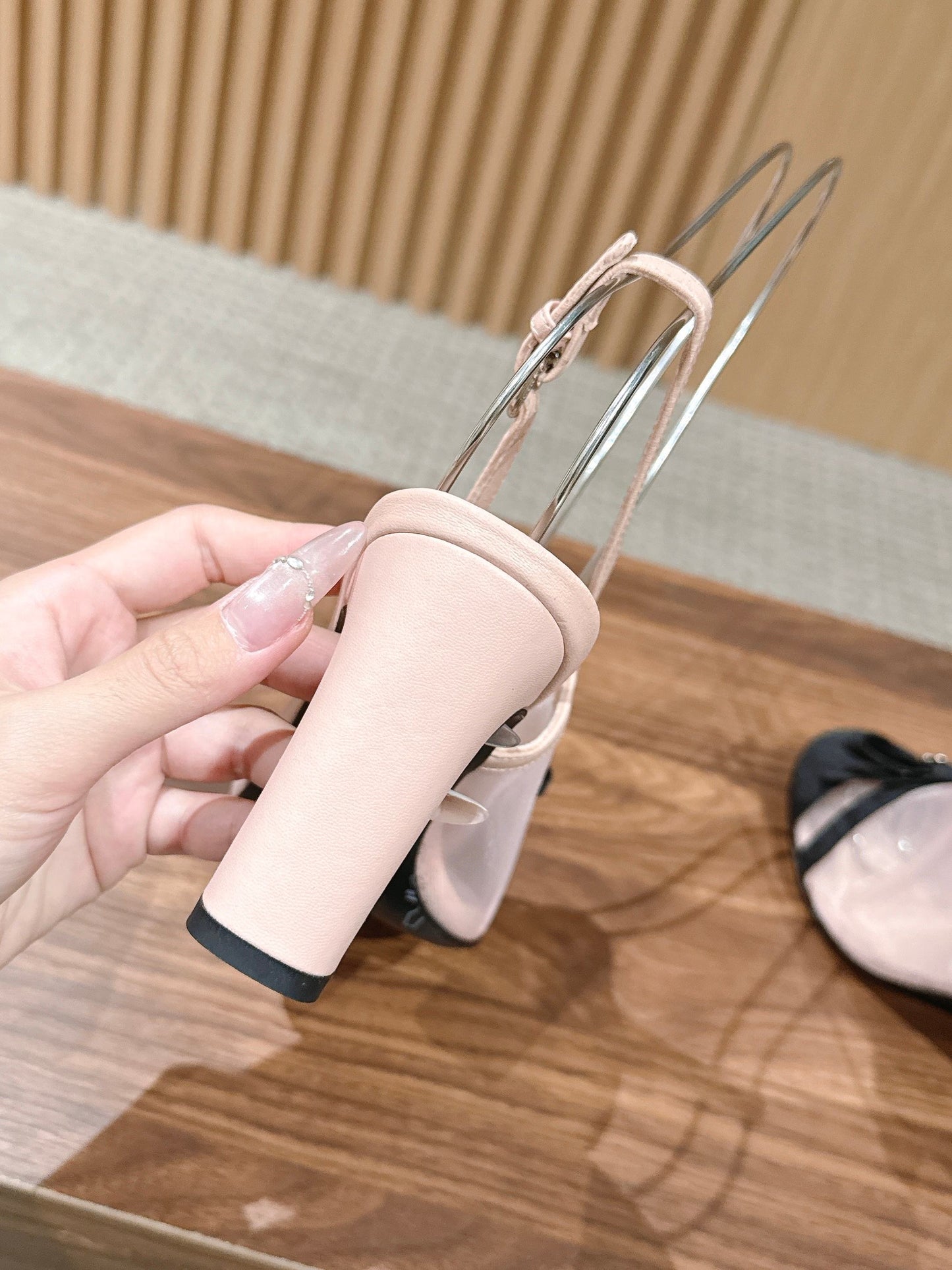 CC 26s Bow Slingback 8cm Black Pastel Pink Cotton Mesh 692549