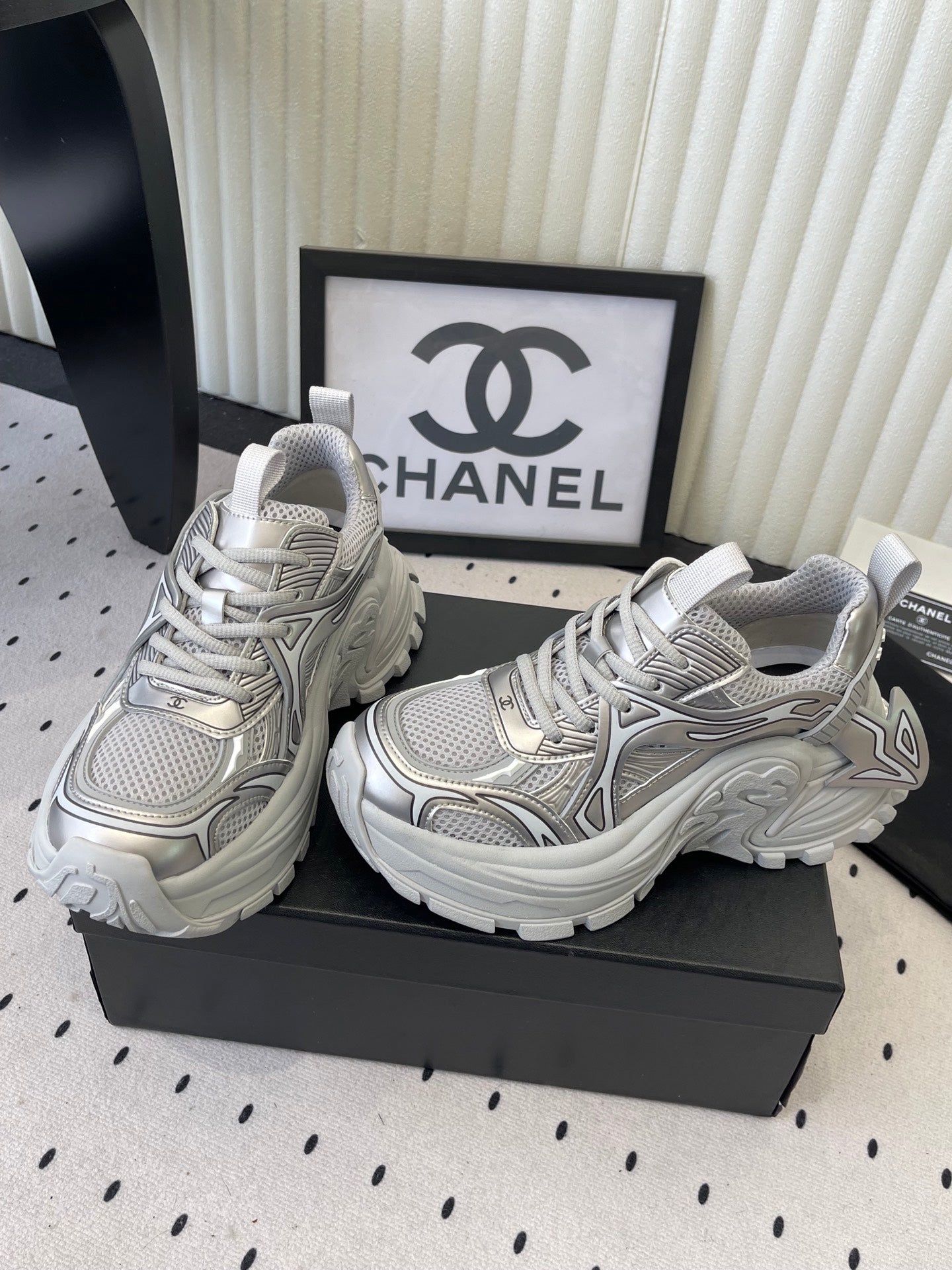 CC Platform Sneakers Sliver Mesh Rubber 611801