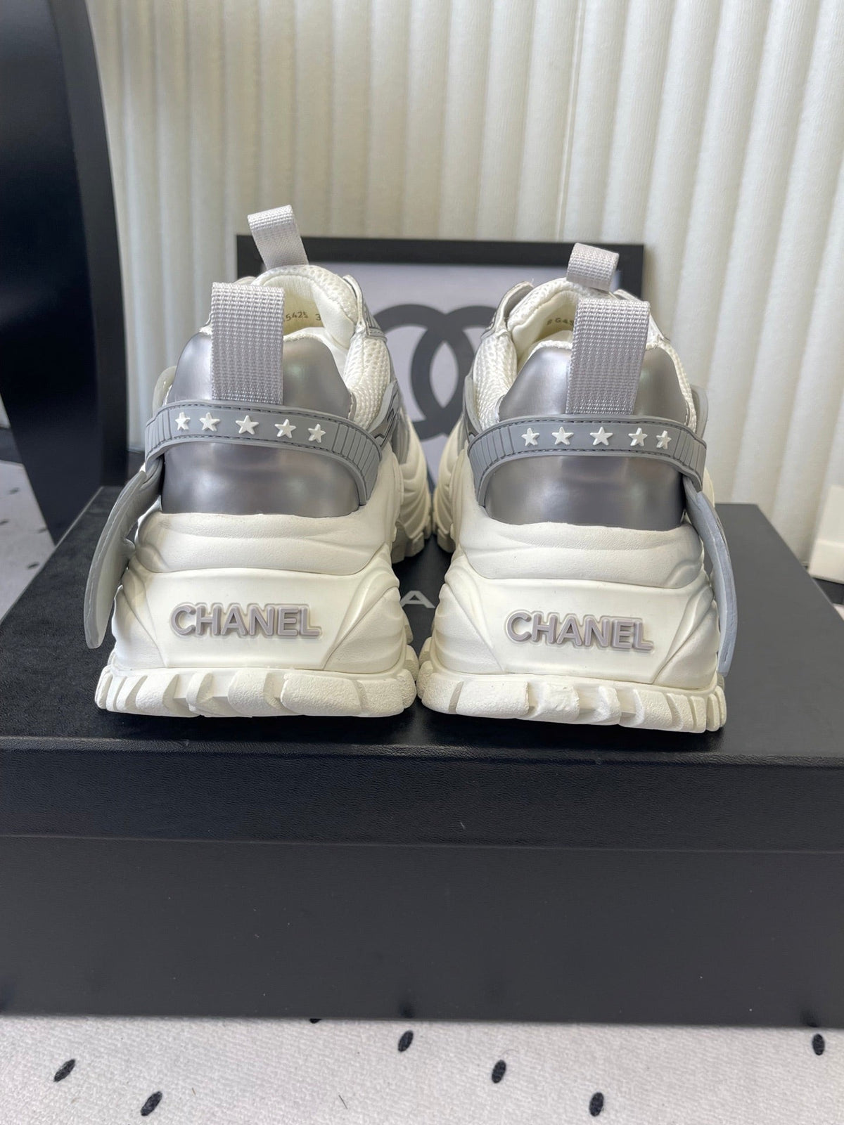 CC Platform Sneakers Sliver White Mesh Rubber 611804